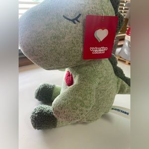 Green Super Soft Dino Plush with Red Heart Stuffed Animal, NWT